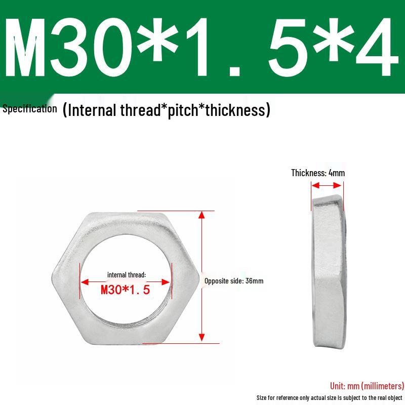GB808 White Zinc Hex Thin Nut, Fine Thread, Lamp-Type, M6-M30