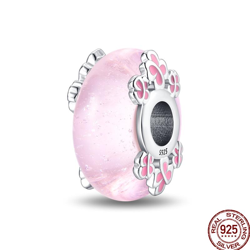 Colorful Round Beads Copper Butterfly Spring Series Pendant Suitable For Pan Original Bracelet Diy Jewelry Gift