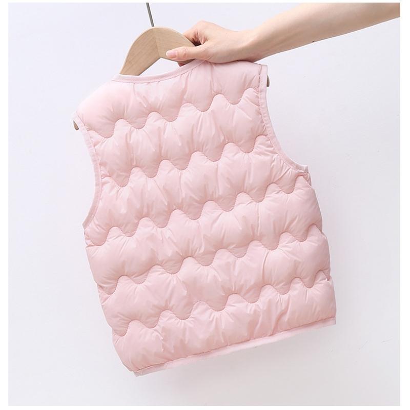Vesta Termică pentru Copii Jachetă Fără Mâneci din Nailon Ușor, Căptușită cu Bumbac, pentru Interior/Exterior, Cardigan pentru Copil Mic, Culoare Simplă, Piesă de Stratificare Toamnă-Iarnă, Ușor de Purtat