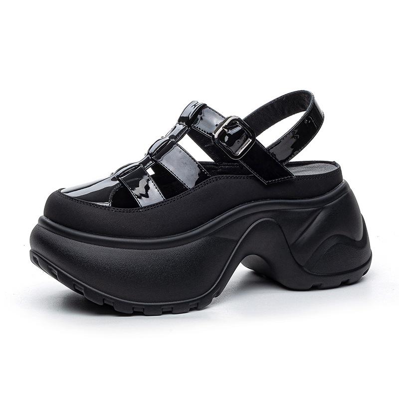 Römersandalen mit dicker Sohle Damen 2025 Sommer neu hohl und atmungsaktiv lässige Mode vielseitig dicker Absatz höhenverstärkend Damen Sandalen