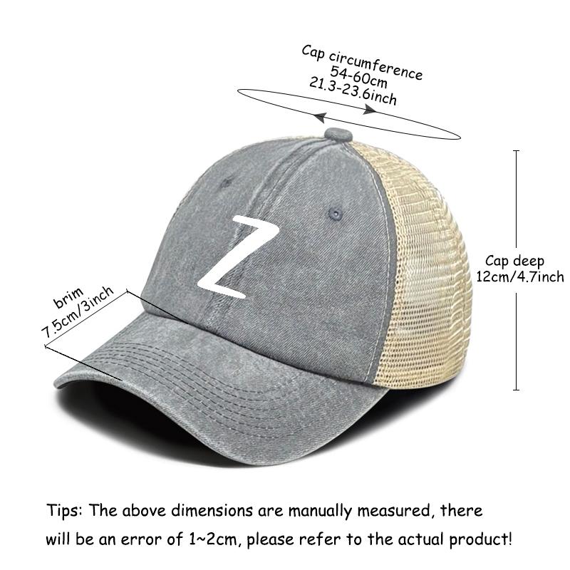 Unisex Mesh Cap WordArt A to Z Breathable Adjustable Baseball Hat Woman's Cap Cozy Snapback Trucker Hat Ideal Choice For Camping