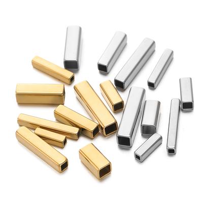 10/20Pcs Stainless Steel Square Spacer Beads Charm Necklace Bracelets Long Tube Loose Beads For DIY Jewelry Making Accessories