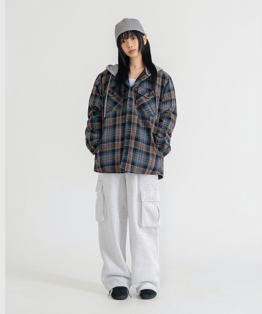 LEMAIN SECOND One-Pleat Wide Cargo Sweatpants [White Melange]
