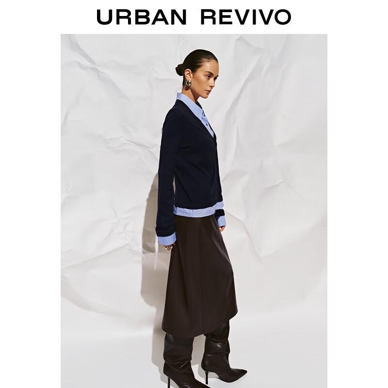 

Женский вязаный кардиган на пуговицах в стиле колор-блок M