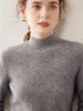 Women's Twist Pattern Cashmere Sweater - Half-High Collar, Knitted Pullover for Autumn/Winter, Loose Fit, Solid Color, Versatile Base Layer.