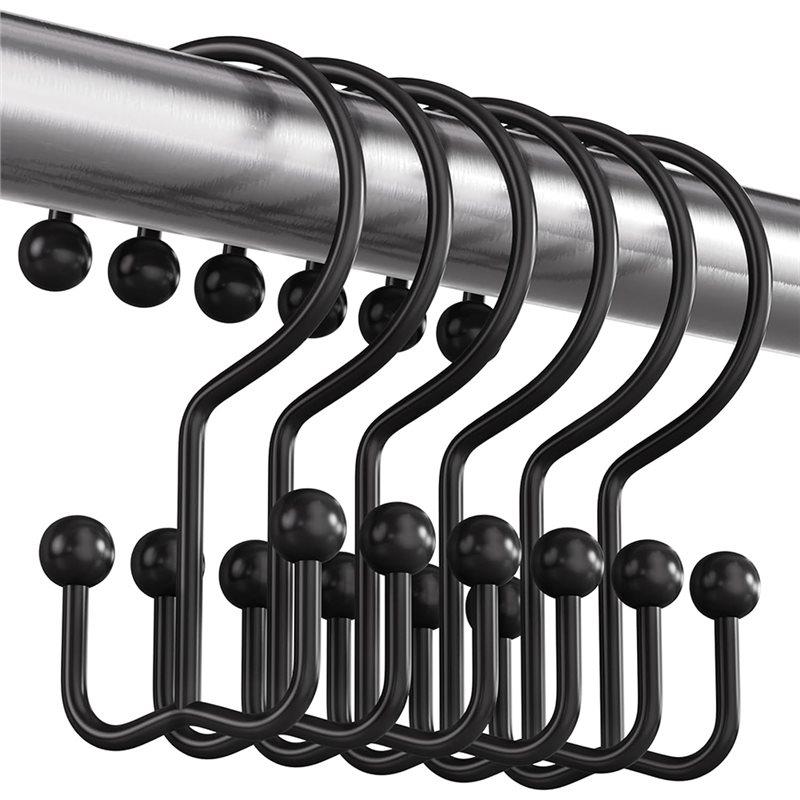 Matte Black Shower Curtain Ring Metal Shower Curtain Ring Double Hook Shower Curtain Ring
