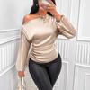 Fashion Elegant Skew Collar Loose Women's Shirts Spring and Summer Long Sleeve Lady Casual Blouses Tops Simple Asymmetric Shirt Female Clothing 26400