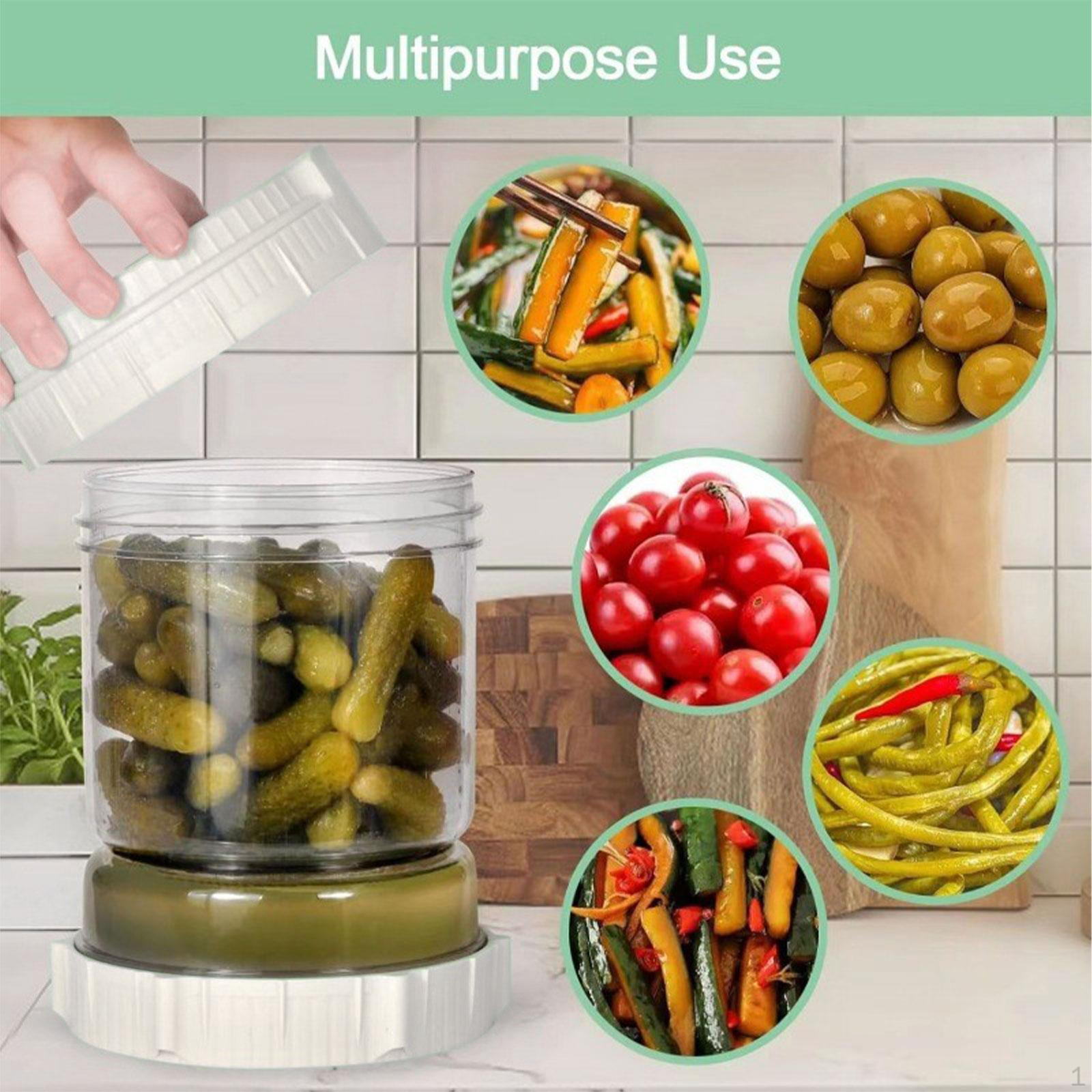 

Банка для солений с ситом, откидной контейнер для кимчи 48 унций, герметичный, держатель для оливок в виде песочных часов для белый