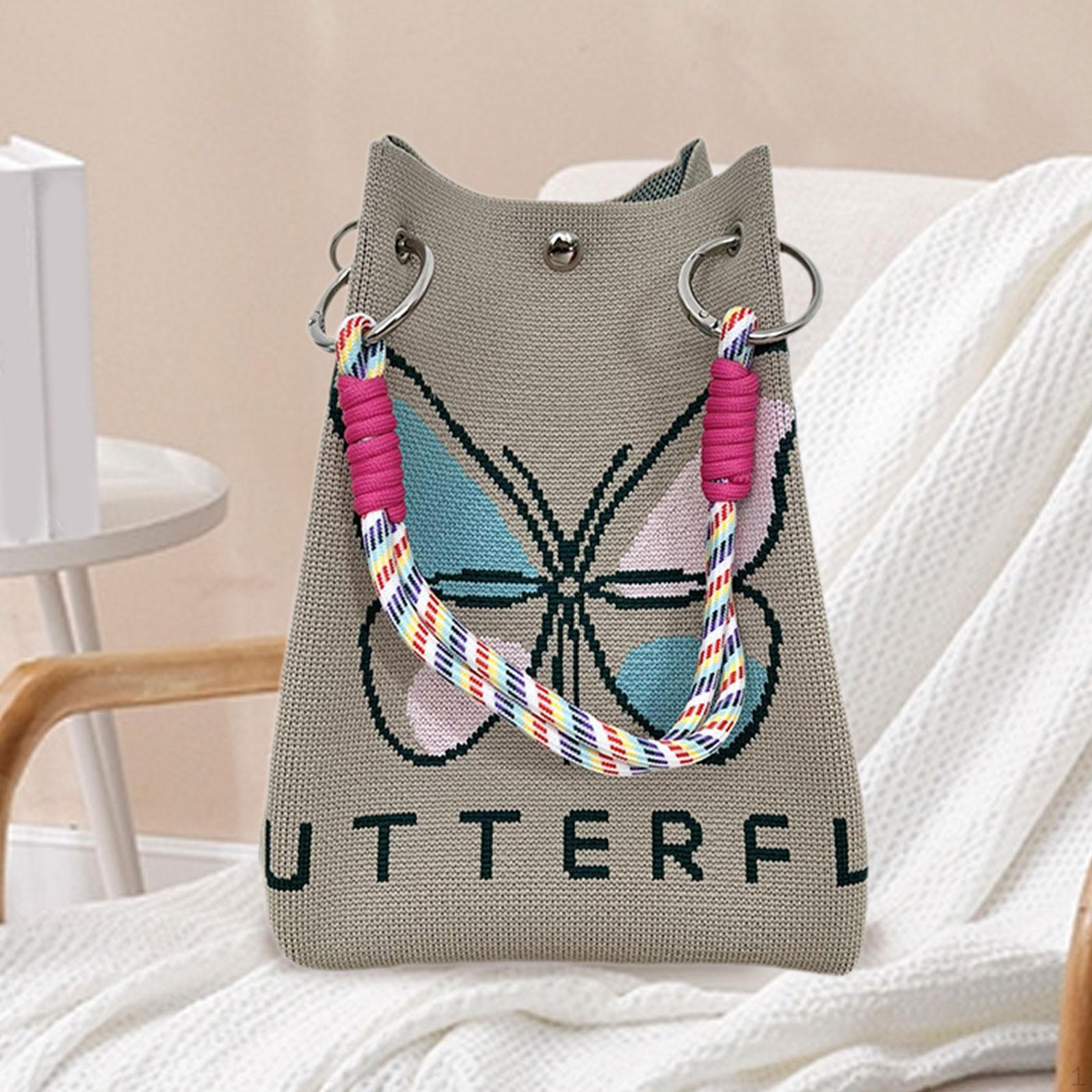 Женская вязаная сумка-ведро Повседневная Милая Шикарная Сумка-тоут для Путешествий Свиданий Отпуска Лета хаки 1828₽