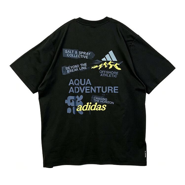 Adidas Letter Print Drop Shoulder Round Neck Short Sleeve T-Shirt Men Tops LF7290