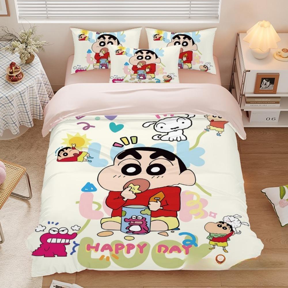 Uroczy Crayon Shin chan, Zestawy pościeli z mikrofibry, Pościel dziecięca z zamkiem błyskawicznym, Dekoracja pokoju, Poszwa na kołdrę dla nastolatków i dorosłych