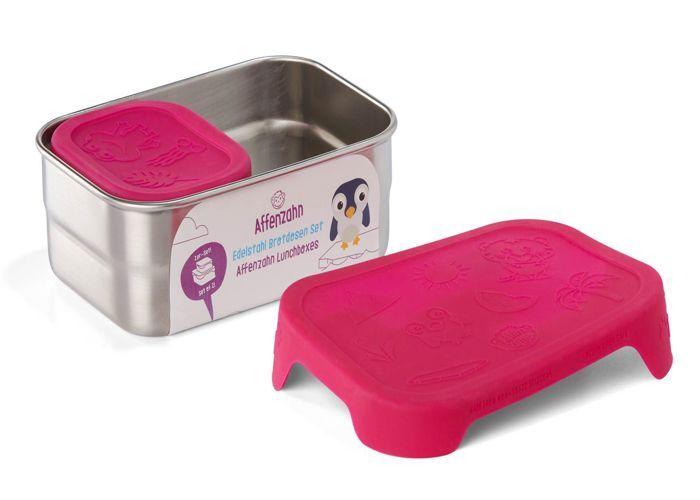 Boîte à déjeuner - AFFEN ZAHN - Eule 120314 - Argenté/Rose - Acier inoxydable - Lavable au lave-vaisselle