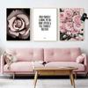 Pink Wall Art Peony Flowers Posters Pictures Quotes Bedroom Wall Decorative Prints Wall Painting for Living Room Decor Art