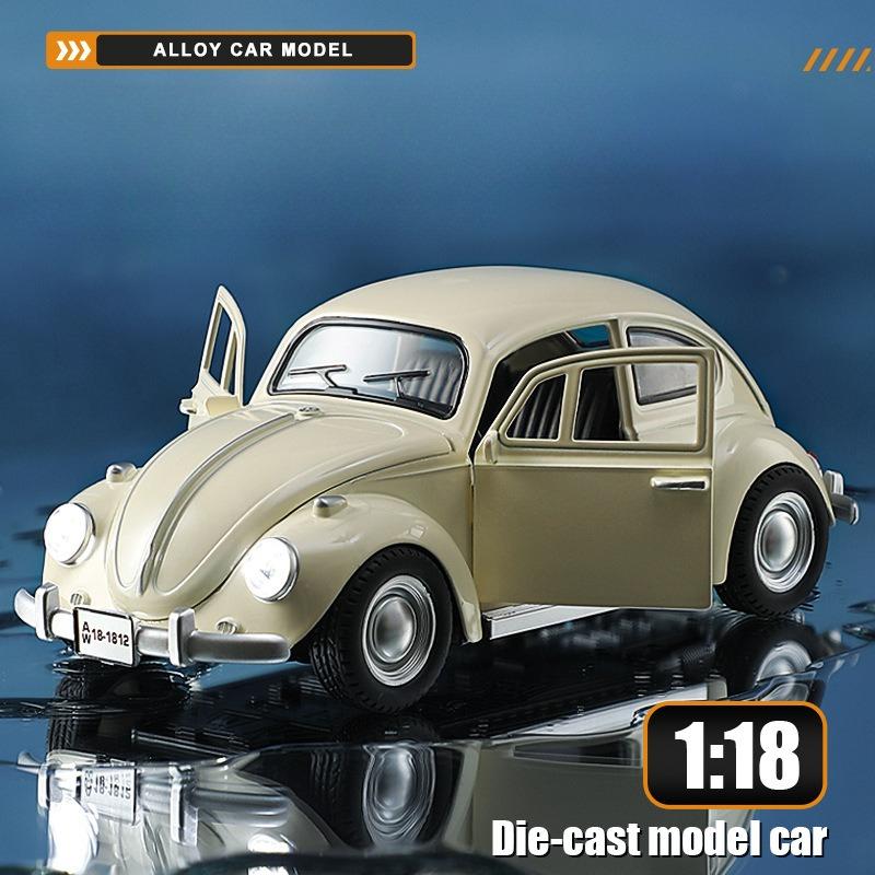 Linyi Toy Car Light 1:18 1955 Beetle Classic Car Vintage Alloy Car Model Simulation Diecast Toy Car Collection With Sound And