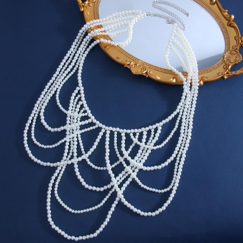 Contemporary Imitation Pearls Shoulder Jewelry for Women Body Chain Suitable for Enhancing Outfits At Various Event