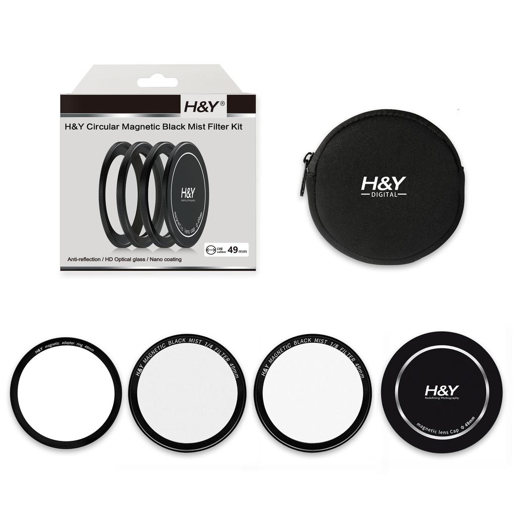 Black Mist Filter Circular Magnetic Black Mist Filter Kit 49mm Magnetic Filter Set Black Mist Set of 2 Nano Coating Thin Frame BK49 H&Y