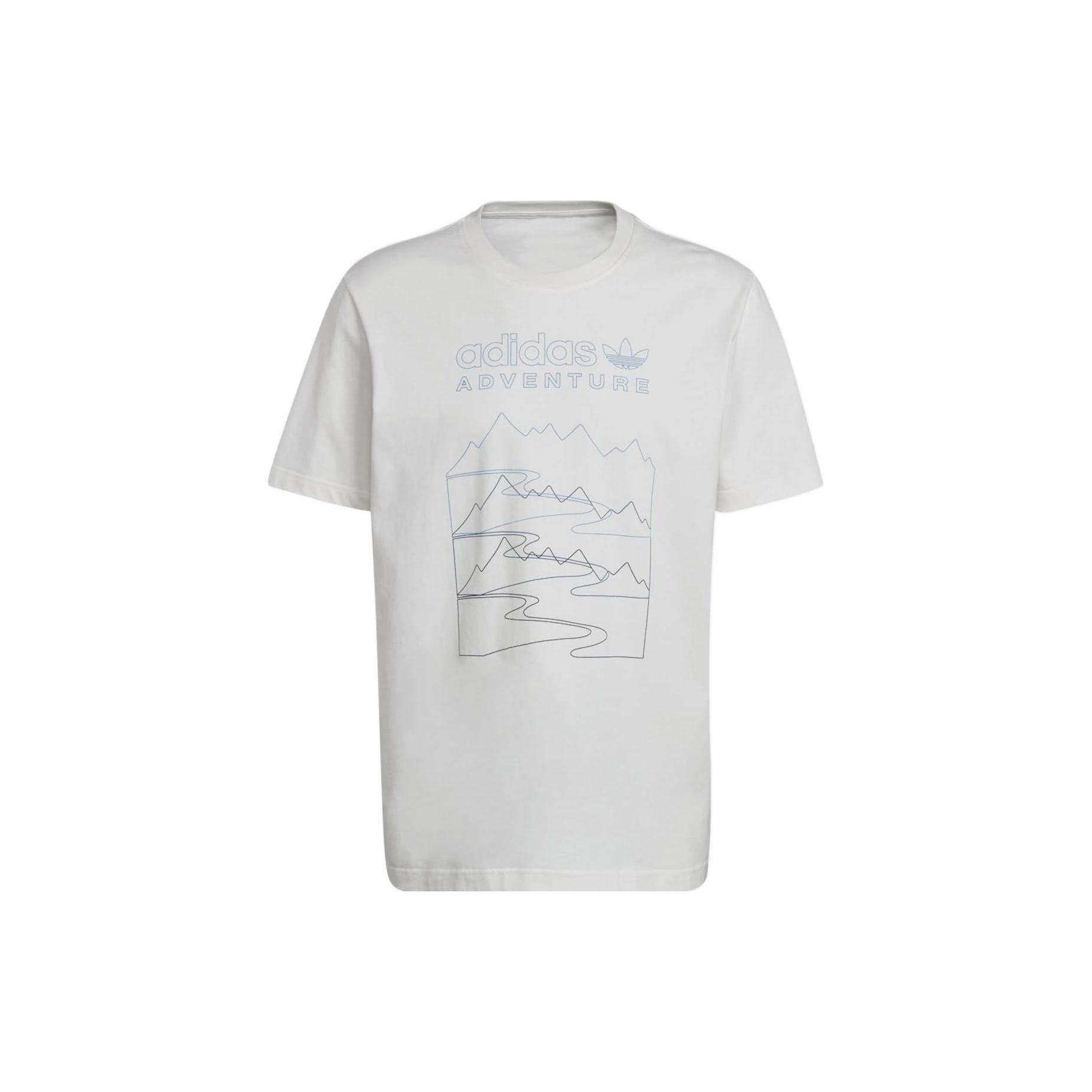 Adidas Originals ADVENTURE MOUNTAIN T-shirts с принтом спереди Мужские Белый Круглый вырез Умеренный прямой крой HK5006 S