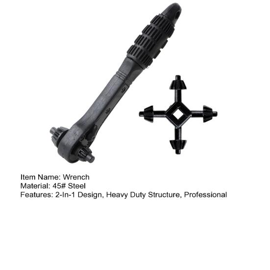 2-In-1 Drill Chuck Ratchet Wrench Two-way Quick Change Adapter Spanner Universal Double Head Chuck Key Replacement Tool