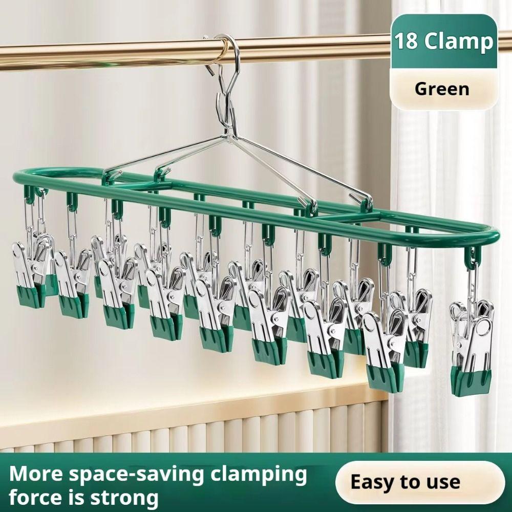 Windproof Underwear Hanger With 18 Clips Sock Rack Portable Hanging Drying Rack  For Towels Shorts