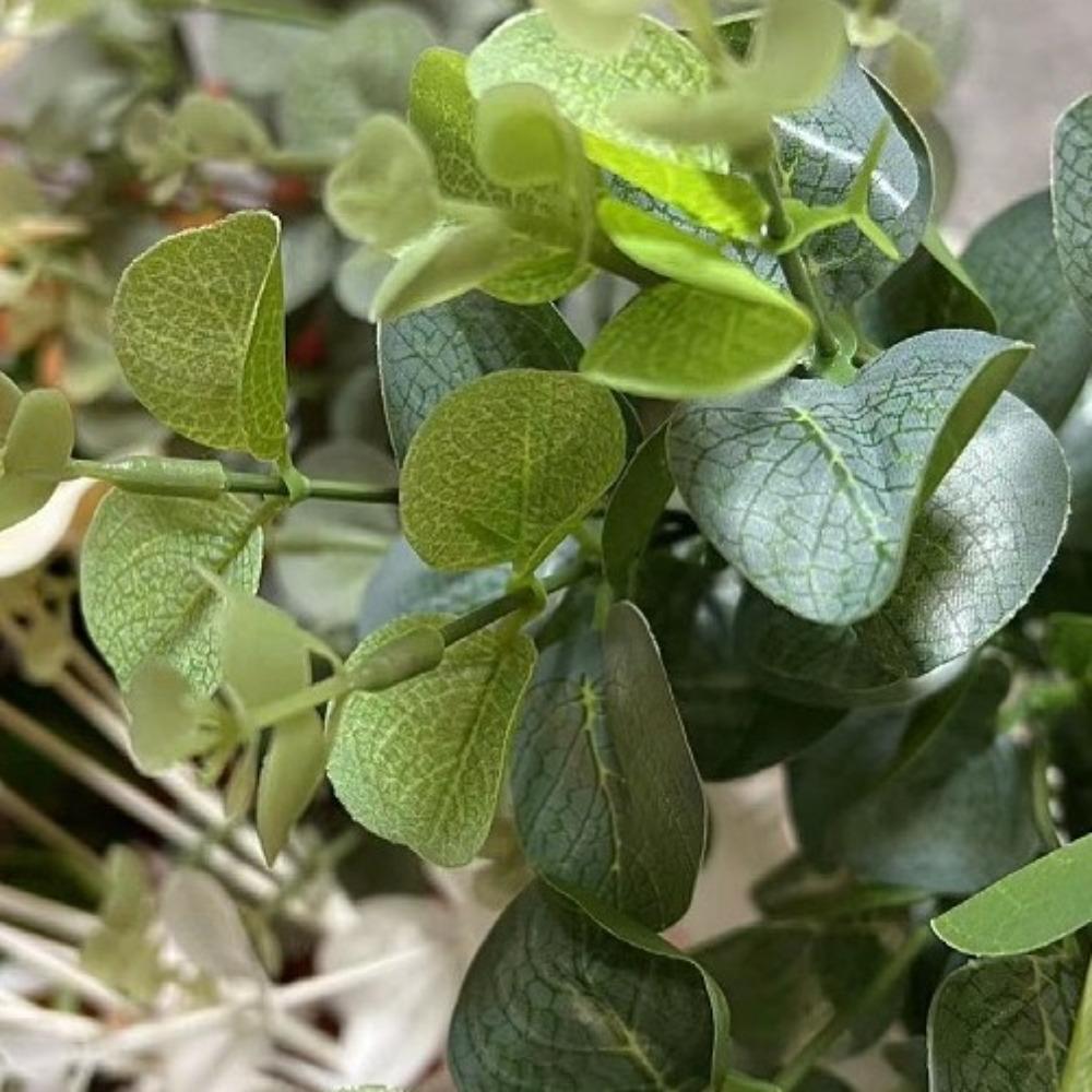 New 16 Heads Artificial Eucalyptus 128pcs Leaves Money Leaf Fake Eucalyptus DIY Bridal Bouquet for Home Wedding Decor