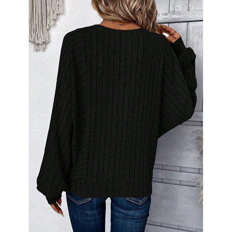 Herbst- und Wintermode Damen Übergröße Bequemer Pullover Damen Lässig Einfarbig Laternenärmel Oberteil