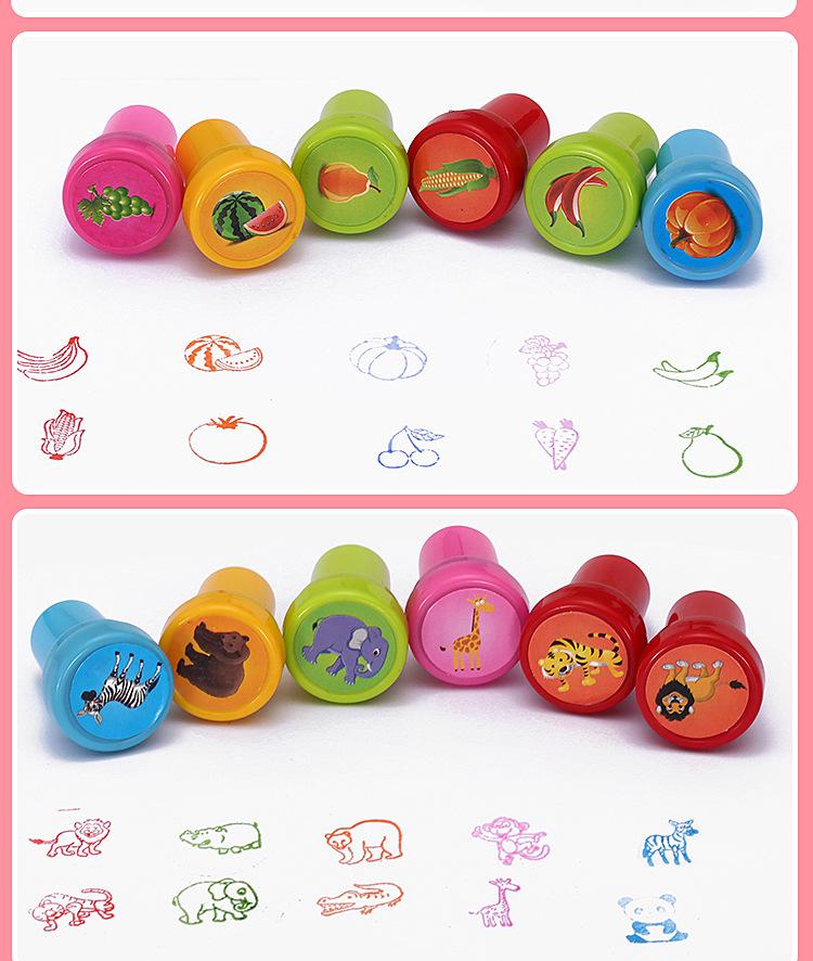 5 Pcs Mini Assorted Kids Toy Stamp Princess Animal Alphanumeric Smiley Face Award Stamp Diy Clip Painting Photo Album Decoration