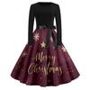 Women's Casual Fashion Round Neck Christmas Printed Vintage Dress