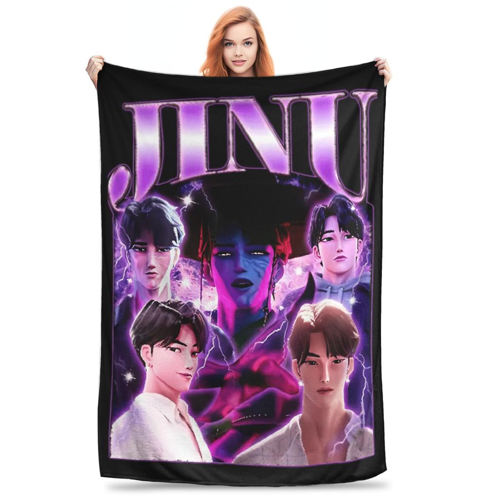 Saja Boys Kpop Demon Hunters Blanket Fleece Spring/Autumn Jinu  Multifunction Warm Throw Blankets for Sofa Car Quilt