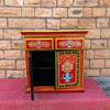 Wooden Painted Cabinet | Traditional Indian Storage Desk SideBoard| Bedside Floral Design | Home Decor Cupboard | Painted Accent Furniture