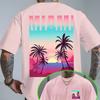 Reine Baumwolle Atmungsaktiv Neon-Farbverlauf Miami Unisex Strandmotiv T-Shirt Ein Vielseitiges Oberteil Für Sommerliche Strandausflüge 2026 Sommer Neu