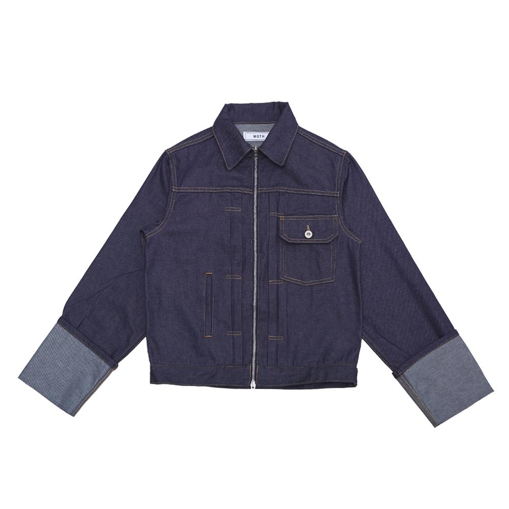 Moth Non-Faded Roll-Up Denim Jacket_Blue