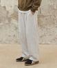 AGOD (Fleece-Lined) Single-Pleat Wide Sweatpants [White Melange]
