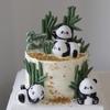 Decor Adorabil Tort Panda - Ornamente Drăguțe cu Animale din Bambus în Stil Mori pentru Ziua de Naștere a Copiilor