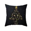 New Black Hot Stamping Christmas Pillow Cover Golden Elk Christmas Tree Sofa Cushion Cover Home