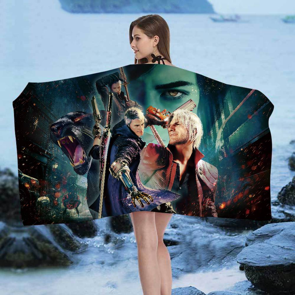 Game D-Devil M-May C-Cry Microfiber Printed Beach Towel Mountain Climbing Yoga Beach Swimming Running Absorbent Soft Towel