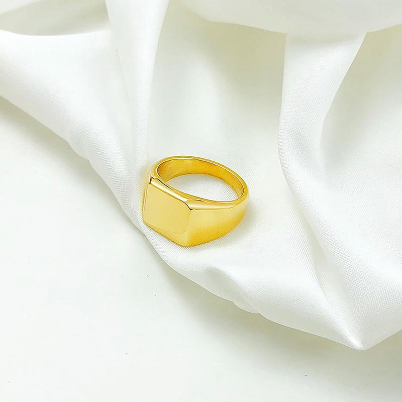 Vnox Customized Signet Ring for Men Women,Chunky Punk Stamp Square Round Top Finger Band,Rock Gentle Fraternal Rings Gift