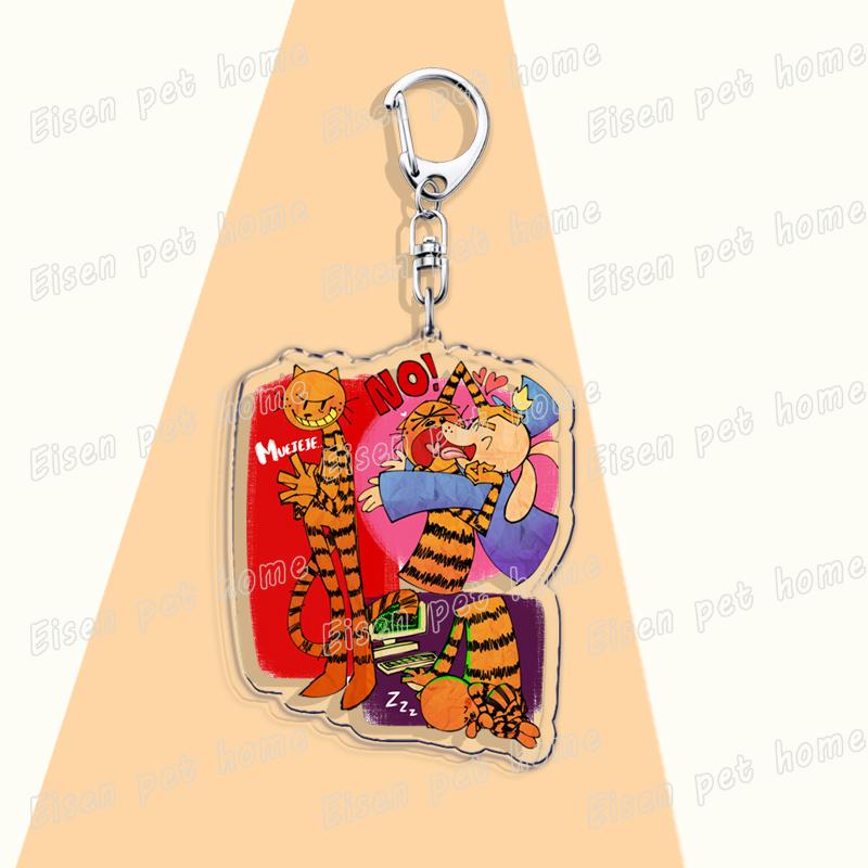 Populaire Cartoon Hond Man en Kat Sleutelhanger voor Accessoires Tas Sleutelhanger Ring Sieraden Fans Schattige Anime Cadeaus Kinderen Kinderen Sleutelhanger beige