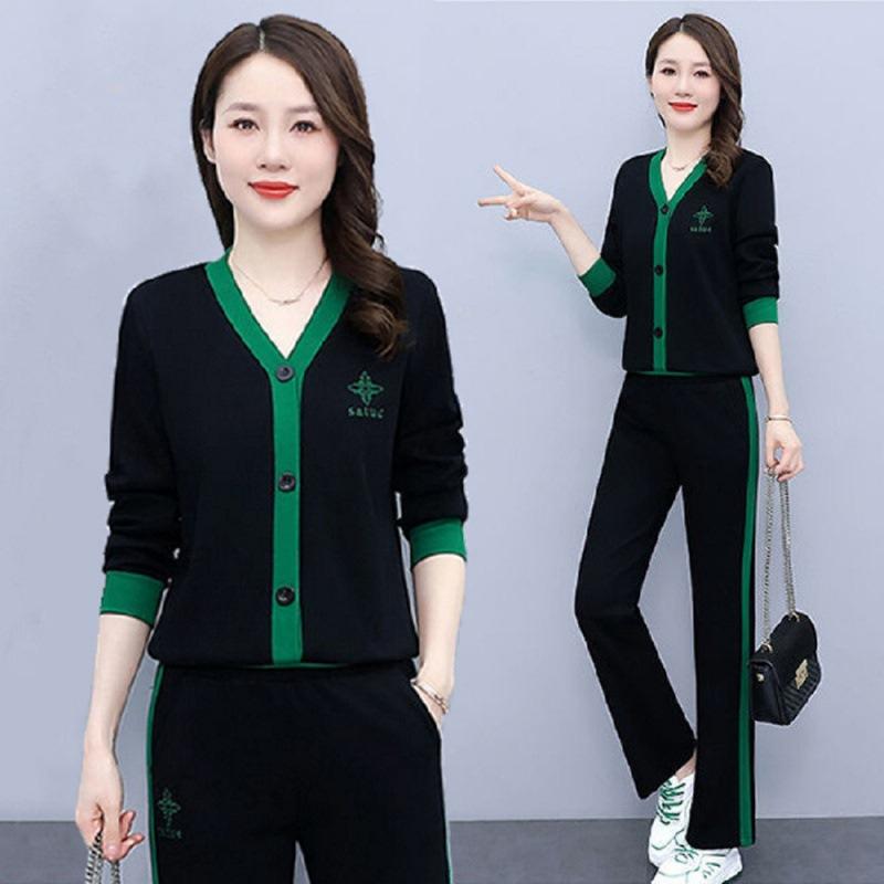 Sports Suit for Women, Spring and Autumn Fashion, Loose, Foreign Style, Running and Casual, Large Size Two-piece Set