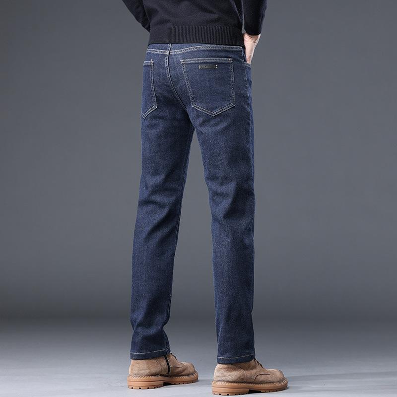 

Autumn and winter men s jeans, fitted straight pants for men, middle and young business casual stretch pants for men 40 (3 feet) 215 pounds темно-синього кольору
