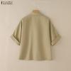 ZANZEA Women Casual Turn Down Collar Loose Short Sleeve Blouse