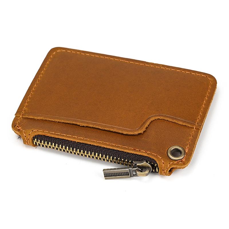 Fashion Style Little Coin Purse Genuine Leather Card Holder Men Women Leather Short Wallet Zipper Purse for Coins Credit Cards