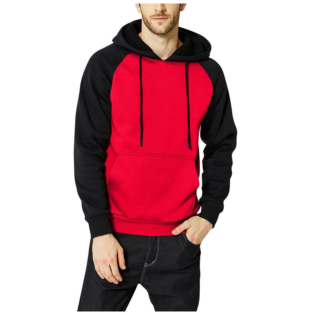 Men's Autumn And Winter Retro Bohemian Print Patchwork ContrastingPatchwork Loose Hooded Pullover