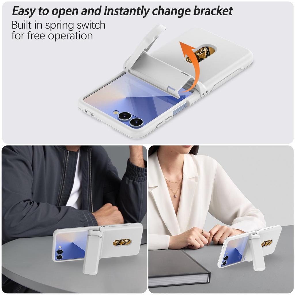 Samsung Z Flip 7 Protective Case with Card Slot and Hinge Bracket, Foldable Anti-drop Design