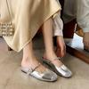 Fashion Glitter Gold/Silver Sequins Flats Slippers Woman Belt Buckle Mules Home Pantuflas Shoes Ladies Casual Slides Beach Sandalias2025