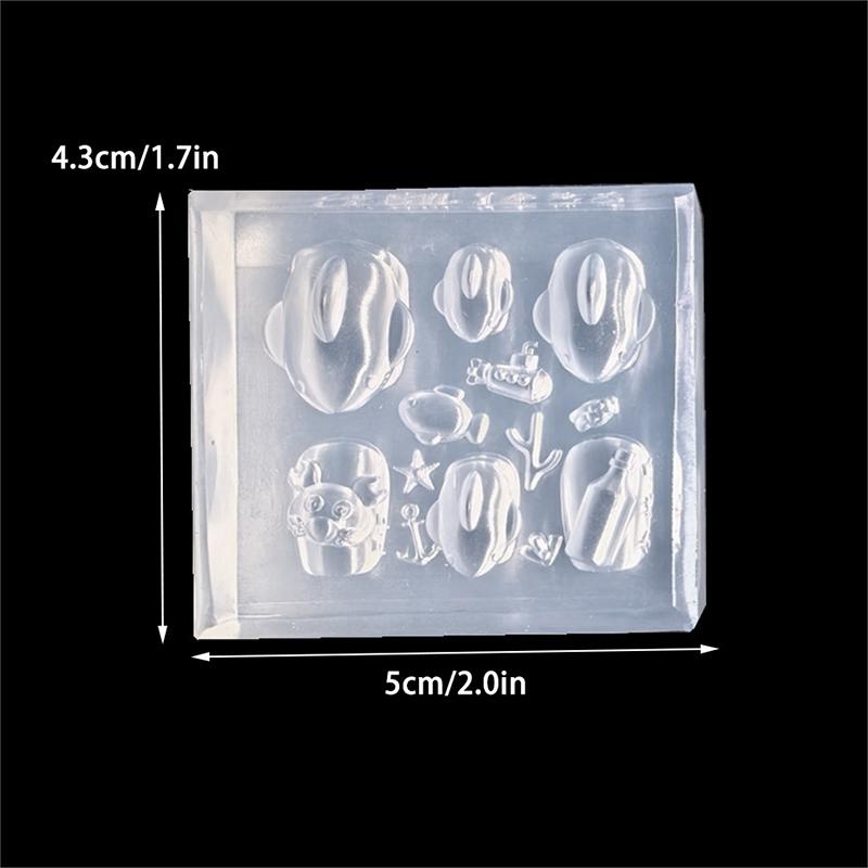 1Pcs Sea Shark Crab 3D Silicone Transparent Nail Mold Summer Sea Starfish Fish Diy Silicone Manicure Nail Art Decorations Mold