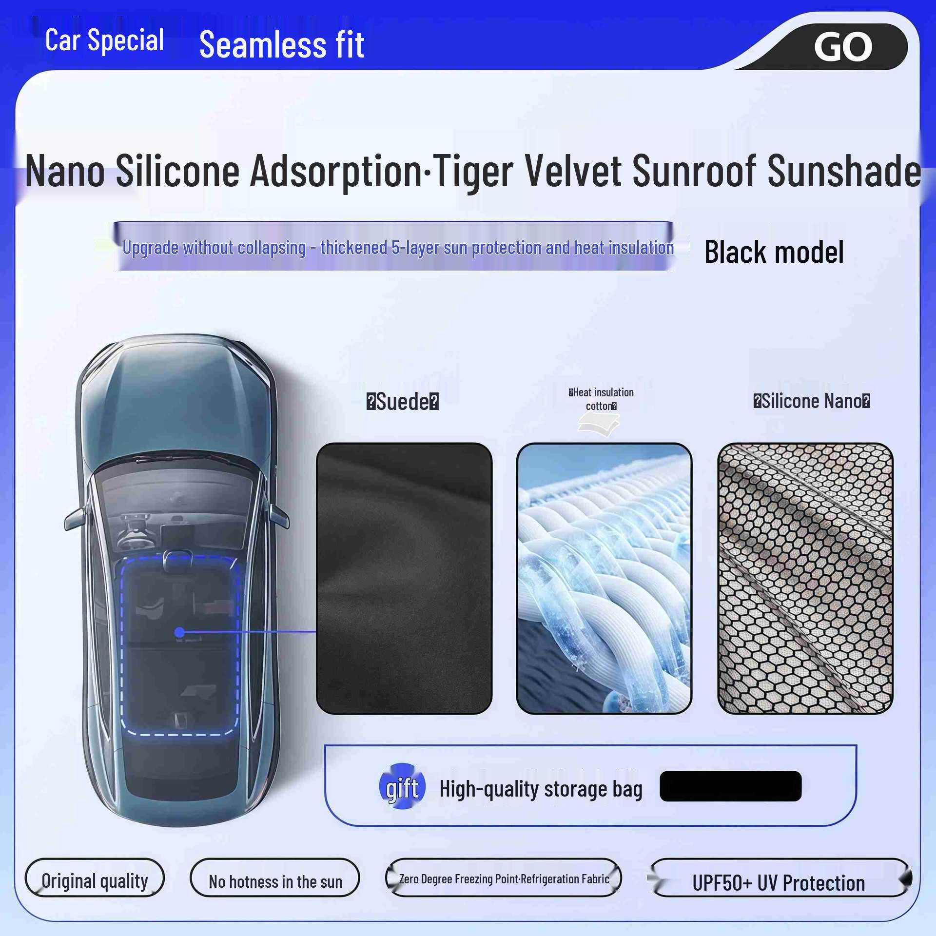 Geely Geometry A/G6 Suede Sunroof Sunshade: Electrostatic Adsorption for Sun Protection & Heat Insulation. Geely Geometry G6 [2024-Present]