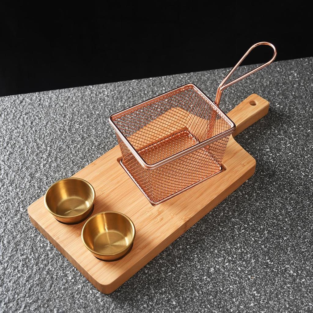 Stainless Steel Blue Fried Snack & Dipping Sauce Dish Set - Artistic Concept for Restaurants and Clubs