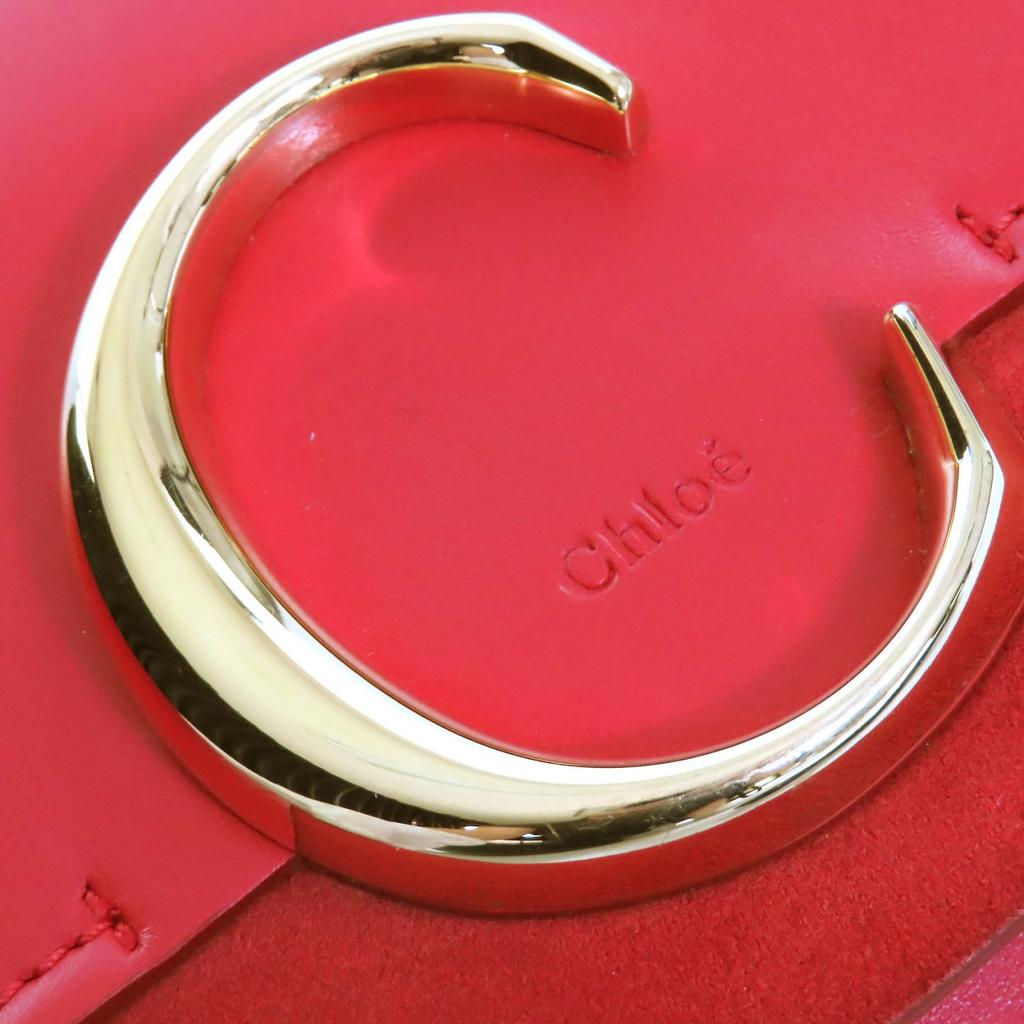 Excellent Chloe Shoulder Bag Chloe C logo suede leather chain Red Cowhide CHC19SS192A37640 Used