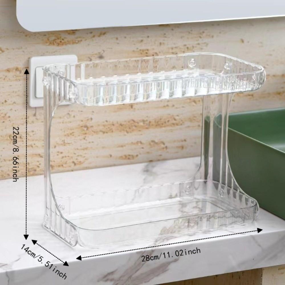 Double Layer Desktop Storage Shelf Transparent Kitchen Storage Box Desktop Placement