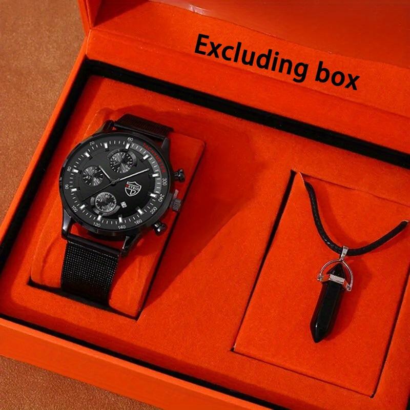 

Набор из 2 предметов, модные мужские деловые кварцевые наручные часы, модные мужские наручные часы с датой из нержавеющей стали, мужские часы и ожерелье, мужской подарок
